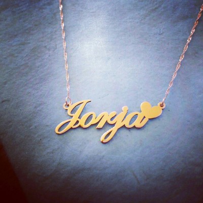 Gold Name Necklace / Child Size Gold Necklace / Heart Pendant / Heart Name Necklace / Black Friday cyber Monday Sale!! Christmas Sale!!