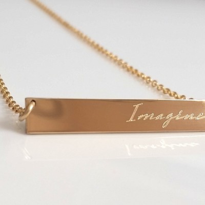 Gold Nameplate Necklace - Personalized Bar Necklace - Custom Engraved - Gold, Silver, Rose Gold Bar - Custom Message - Inspirational Jewelry
