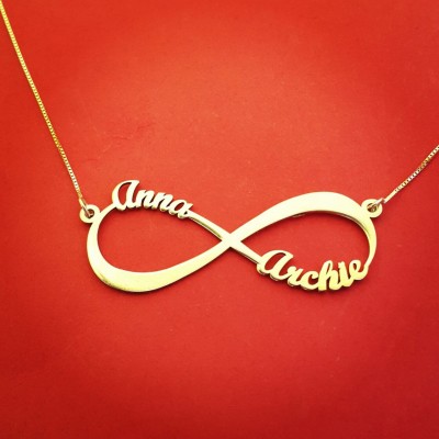 Gold Plated Infinity Necklace With Names Gold Dipped Infinity Necklace With Name Infinity 2 Names Necklace Double Name Infinity Necklace