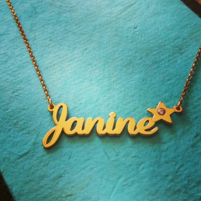 Gold Star Pendant / Name Necklace Star / Birthstone necklace / Birthday Gift / Personalized Necklace / ORDER ANY NAME / gift for women