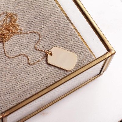 Gold Tag Personalized CUSTOM Gold Dog Tag Necklace - YOU PICK the initials or words - dog tags - love pendant - love necklace for her