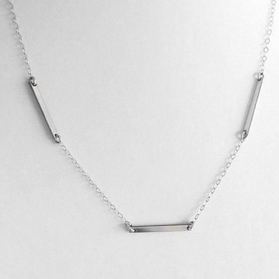 Gold Triple Bar Necklace, 14k Solid Gold, Long Bar with Personalized name or names / Minimal Delicate Necklace, Long bar, engrave on it