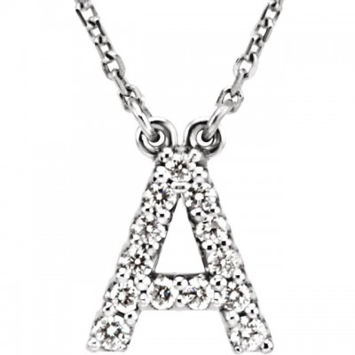 Gold diamond initial necklace pendant, dainty diamond initials.