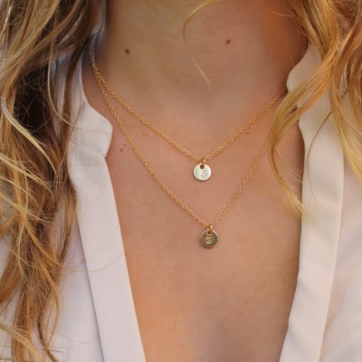 Gold initial necklace, gold initial necklace, double gold initial necklace, personalized jewelry, monogrammend necklace, beaucoupdebea