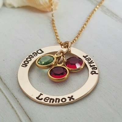 Gold name Necklace, Personalized Mothers necklace,  14kt Gold Fill, 3 Name Necklace, Grandmother necklace, Birthstone jewelry, Nana necklace