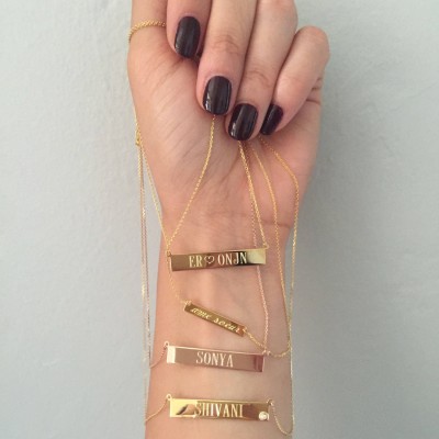 Gold nameplate necklace