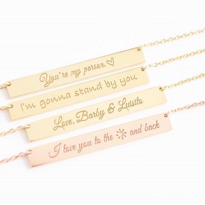 Gold or Silver Bar Necklace / Personalized Name Necklace / 18k Gold Filled, Sterling Silver Name Bar Necklace / L-BN01