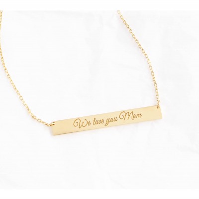 Gold or Silver Bar Necklace / Personalized Name Necklace / 18k Gold Filled, Sterling Silver Name Bar Necklace / L-BN01