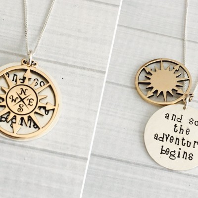 Graduation Jewelry - The Adventure Begins - Inspirational Gift - New Job - Retirement Gift - Christmas Gift for Her Hidden Message Necklace
