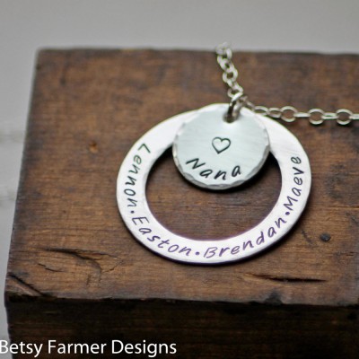Grammy Necklace - Grandma Necklace with Grandkids Names - Personalized - Sterling Silver - Mothers Day Gift by Betsy Farmer Designs