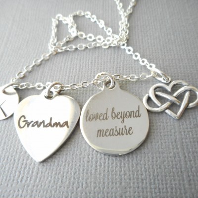 Grandma, Loved Beyond Measure/ Infinity Heart -Initial Necklace/ Gifts from Daughter, from Grandkids, Gift for Nana, Nana Gift, birthday
