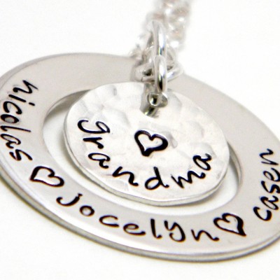 Grandma's Keepsake - Personalized Sterling silver hand stamped necklace