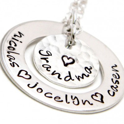 Grandma's Keepsake - Personalized Sterling silver hand stamped necklace