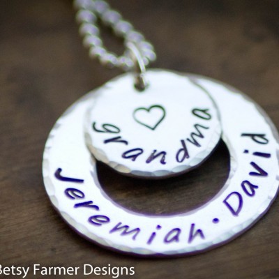 Grandmother Gift - Grandkids Necklace for Grandma Grandchildren Jewelry  Hand Stamped Sterling Silver Mothers Day Gift  Betsy Farmer Designs
