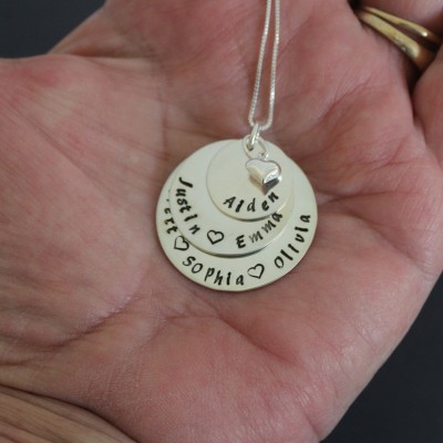Grandmothers necklace, Mothers necklace,  sterling silver, stacked necklace, personalized, mommy necklace, grandma necklace, mom necklace