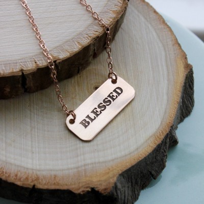 Grateful Necklace, Rose Gold Bar Necklace, Blessed, Thankful Necklace, Thanksgiving Jewelry, Fall Fashion, Fall Necklace, Grateful Necklace