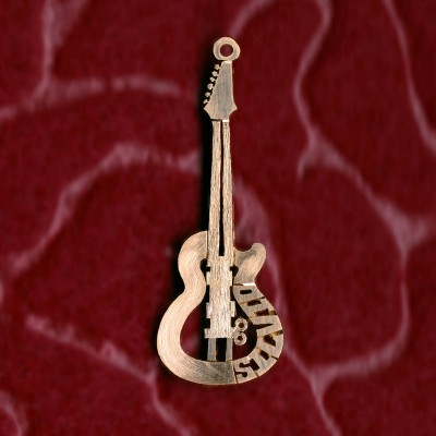 Guitar necklace pendant, sterling silver 925 or 14k gold, Personalized guitar name necklace, Sterling guitar pendant, 14k guitar.