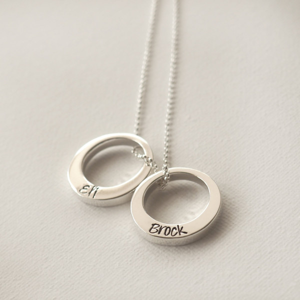 Halo Minis - Hand Stamped Sterling Silver Name Jewellery Personalised Rings Kids Name Necklace