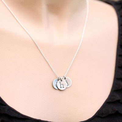 Hand Stamped Initial Necklace, Personalized Necklace, Mommy Necklace, Sterling Silver Mother's Necklace
