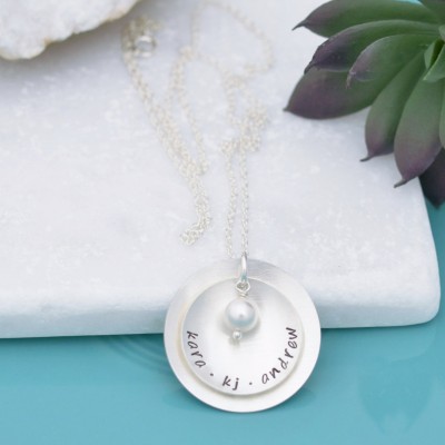 Hand Stamped Mommy Necklace, Sterling Silver Personalized Jewelry, Custom Handstamped Necklace, Mom Charm Necklace, Name Necklace for Mother