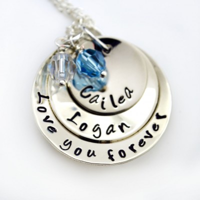 Hand Stamped Mother's Day Jewerly, Love You Forever Hand Stamped Necklace, Personalized Necklace, Gift, Mommy Jewelry