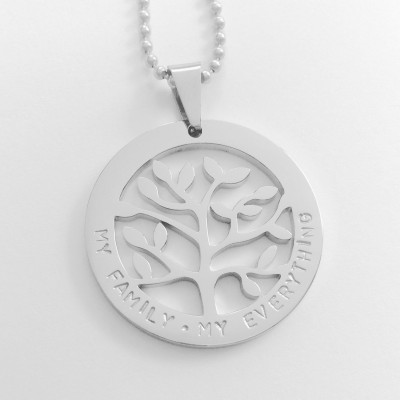 Handstamped Tree of Life necklace in silver, rose & yellow gold finish (stainless steel) - personalise with your choice of names or message
