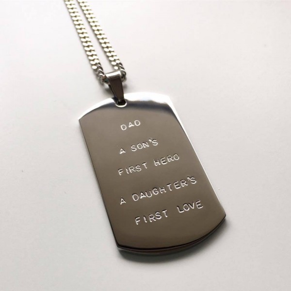 Handstamped dogtag necklace - large (stainless steel) personalise with your choice of names/message