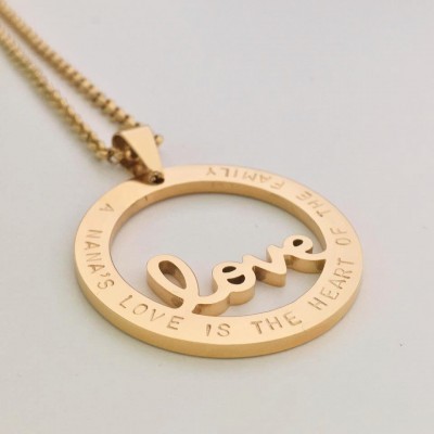Handstamped love necklace in silver, rose and yellow gold finish (stainless steel) - personalise with your choice of names or message