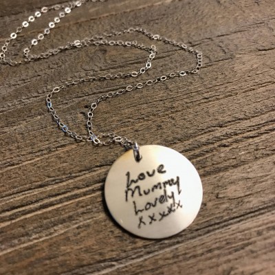 Handwriting Necklace | Personalized Handwriting Disk Necklace | Signature Necklace | Handwriting Jewelry | Mothers Day Gift | Gift for Mom