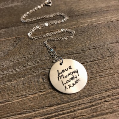 Handwriting Necklace | Personalized Handwriting Disk Necklace | Signature Necklace | Handwriting Jewelry | Mothers Day Gift | Gift for Mom