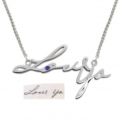 Handwriting Necklace, Cursive Necklace in Your Own Handwriting, Custom Name Necklace, Word Necklace, Love Necklace, Sterling Silver gift