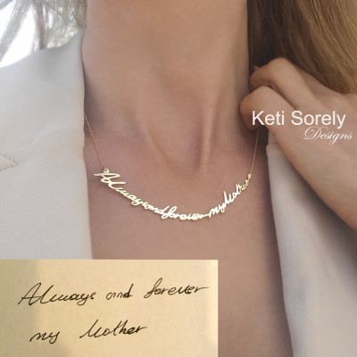 Handwritten Message Necklace, Choker Necklace From Sterling Silver, Message Necklace, Tatoo Necklace Yellow Gold, Rose Gold, White Gold