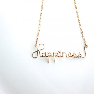Happy Necklace * Happy Jewelry * Happiness * Happy * Wire Words * Wire Word Art * Joy Necklace * Wire Name Necklace * Happiness Necklace