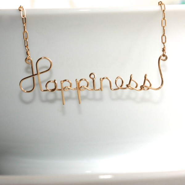 Happy Necklace * Happy Jewelry * Happiness * Happy * Wire Words * Wire Word Art * Joy Necklace * Wire Name Necklace * Happiness Necklace
