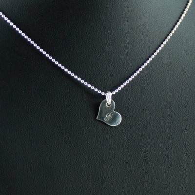 Heart Charm Necklace • Custom • Personalized • Sterling Silver • Handmade • Stamped Intital • Artisan • Unique • Gift • Graduation • Mom