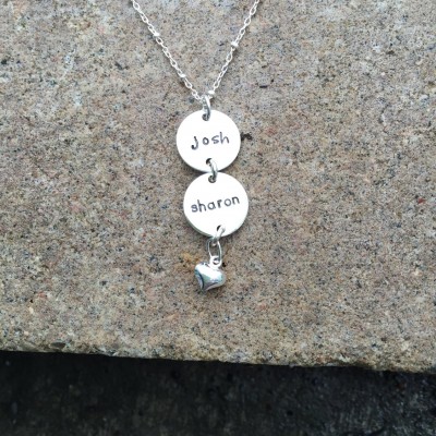 Heart Drop Necklace in Sterling Silver - Names Necklace - Love Necklace - Child Name - Personalized Mothers Necklace - Hip Mom Jewelry