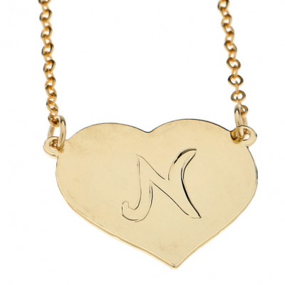 Heart initial necklace personalized necklace gold letter necklace monogram name gold filled necklace
