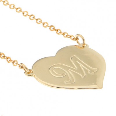 Heart initial necklace personalized necklace gold letter necklace monogram name gold filled necklace