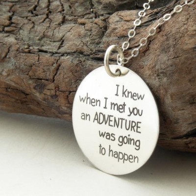 His & Her gift "I knew when I met you" custom engraved handmade sterling silver necklace/key ring Perfect best friend, Boyfriend Gift