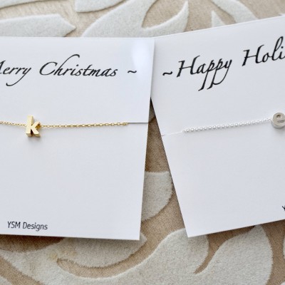 Holiday Gift Set - Tiny Letter Necklace, Personalized Initial Necklace, Letter Charm Necklace, Stocking Stuffer Gift, Buy in Bulk and Save
