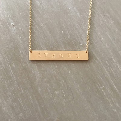 Horizontal Bar Necklace - Available in 14kgf, sterling silver and 14k rose gold filled, custom bar necklace