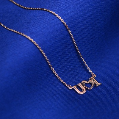 I Love U 18k Rose Gold Words Necklace Custom Name Personalized Words Neklace for Wedding Birthday Valentine's Mother's Day