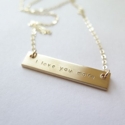 I Love You To The Moon And Back THICK Double Sided Bar Necklace - Hand Stamped Jewelry by Betsy Farmer Designs - Available in 14k Gold Fill