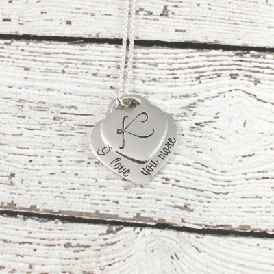 I love you more necklace - Sterling silver toggle heart necklace - Monogram jewelry - Personalized jewelry - Mothers necklace - Gift for her
