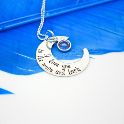 I love you to the moon and back necklace, Crescent Moon Necklace, Sterling silver, Valentines Day gift for her