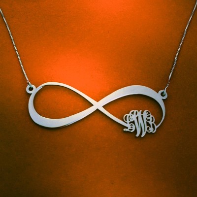 Infinity Monogram Necklace With Name Personalized infinity Monogram Silver Name Mecklace  Family Necklace Sign of infinity Mother Day Gift