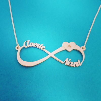 Infinity Necklace 2 Name Infinity Gold Infinity Nameplate Personalized Infinity Chain Forever Symbol Infinity Style Pendant FREE SHIPPING