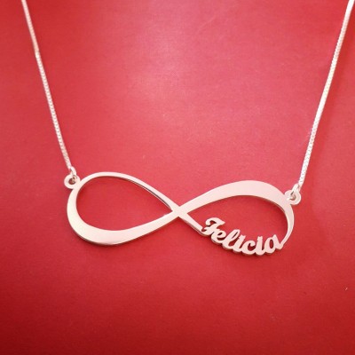 Infinity Necklace White Gold Infinity Necklace Infinite Loop Infinity Pendant Necklace Infinity Nameplate Infinity Necklace White Gold