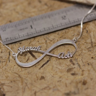 Infinity name necklace sterling gold -2 names & a heart infinity necklace/ Birthday Gift /  holiday necklace / Love / Jewelry / Necklaces /