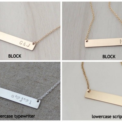 Initial Bar Necklace in Silver or Gold - Personalized Silver Bar Necklace - Gold Bar Necklace - Custom Initial Necklace